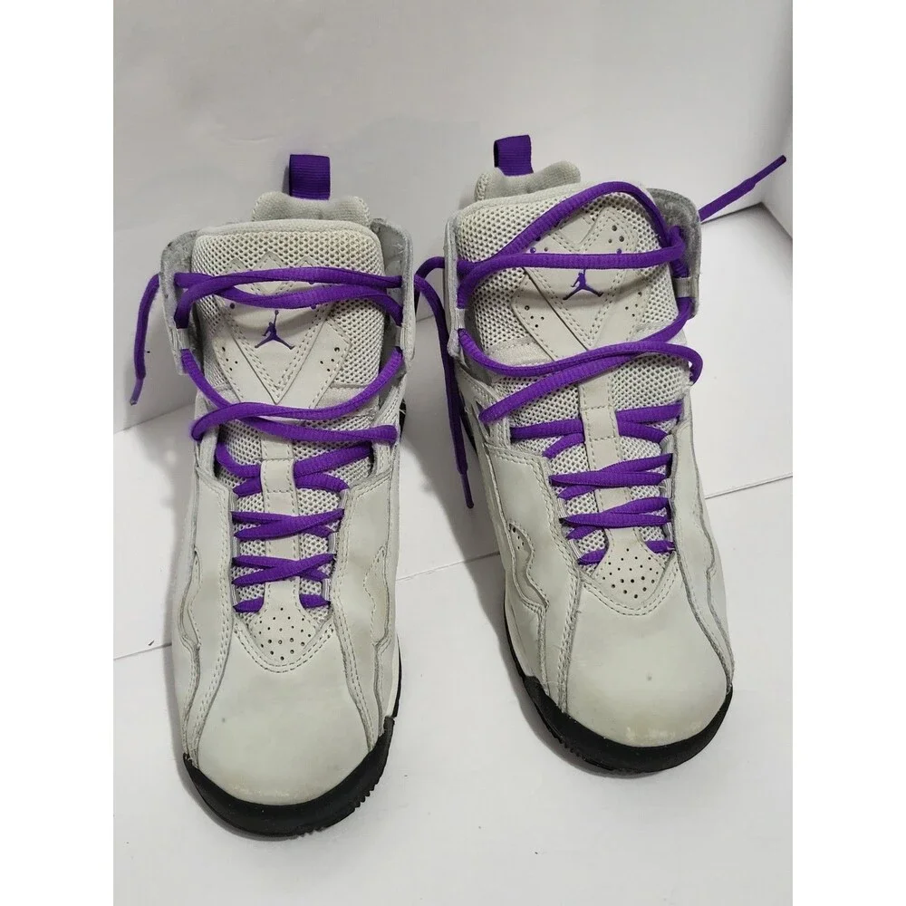 Air Jordan True Flight Grey Purple Shoes 343795-052 Size Youth 5Y